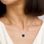 Blue Druzy Crystal Round 925 Sterling Silver Necklace, thumbnail 1 of 5