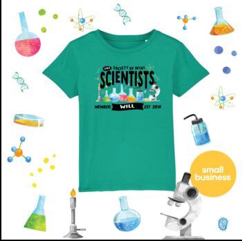Mini Dreams Scientist Kids Organic T Shirt, 2 of 5
