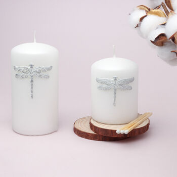 G Decor Dragonfly Nature White Elegant Pillar Candle, 3 of 7