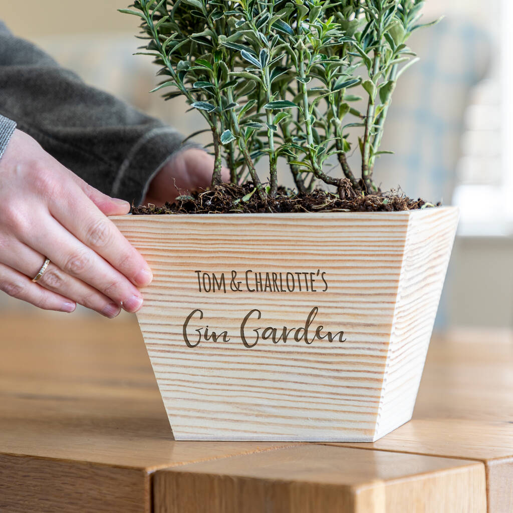 Personalised Gin Garden Wooden Planter By Mirrorin
