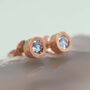 Blue Topaz Birthstone Rose/ Gold Plated Silver Stud Earrings, thumbnail 2 of 6