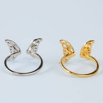 Sterling Silver Butterfly Wings Adjustable Ring, 4 of 5