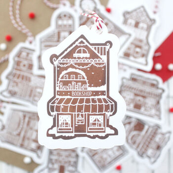 Illustrated Christmas Gift Tags, Gingerbread Shops, 6 of 9