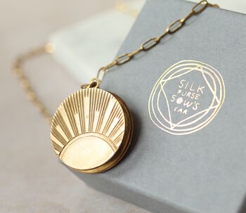 Art Deco Gold Sun Personalised Locket Necklace, 7 of 9