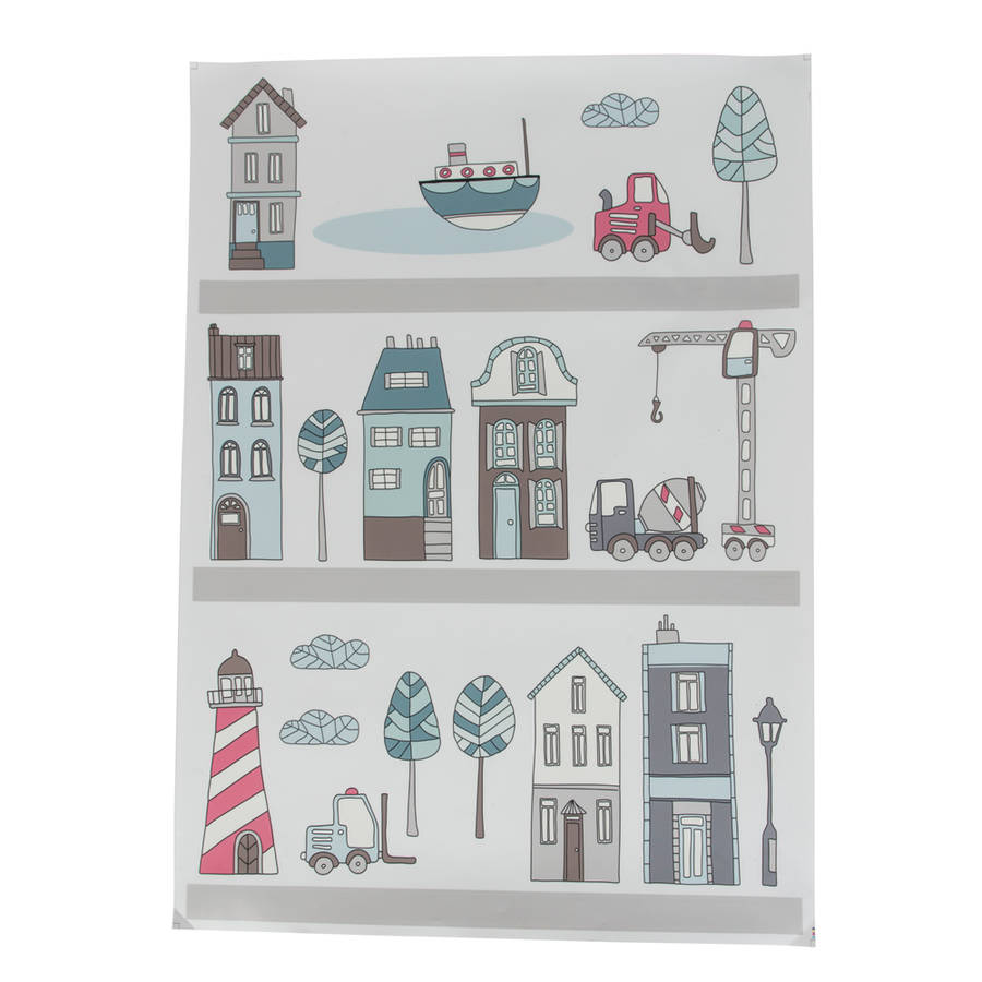 Village Design Wall Sticker Set By Rocket and Fox