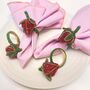 Strawberry Beaded Napkin Rings Red • Set Of Six, thumbnail 1 of 5