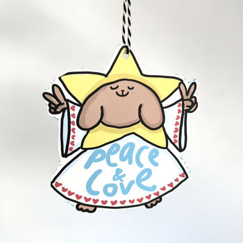 Tree Decoration Peace And Love Dog Christmas Card, 3 of 3