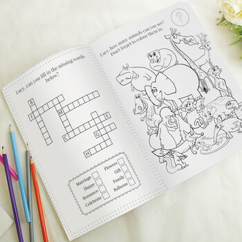 Personalised Pink A4 Wedding Activity And Colouring Book For Kids, 3 of 7