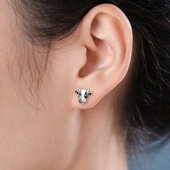 Dairy Cow Stud Earrings In Sterling Silver, 6 of 11