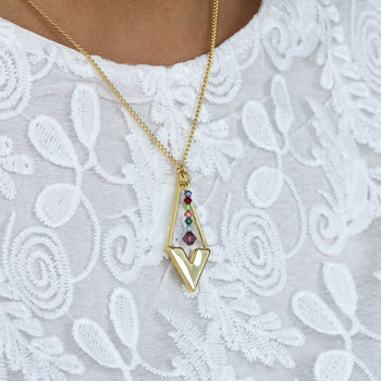 Gold Plated Family Birthstone Pendulum Necklace, 9 of 12