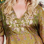 Zaria Silk Print Embroidered Dress 27, thumbnail 3 of 3