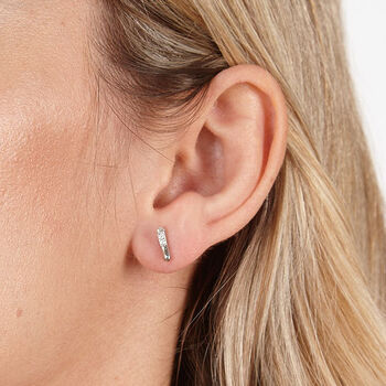 925 Sterling Silver Designer Mini Skinny Drop Studs, 2 of 2