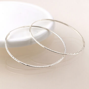 Sterling Silver Large Hammered Hoop Earrings, 4 of 5
