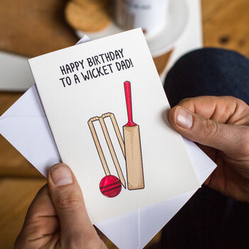 'Wicket Dad' Funny Cricket Birthday Card For Dad, 2 of 2