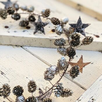 Natural Pine Cone And Birch Bark Star Wreath, 4 of 4