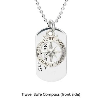 Compass Coordinates Dog Tag Silver Necklace, 8 of 11