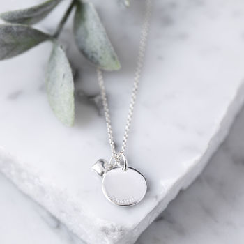 Silver Fingerprint Stamp Necklace With Heart Charm, 2 of 7