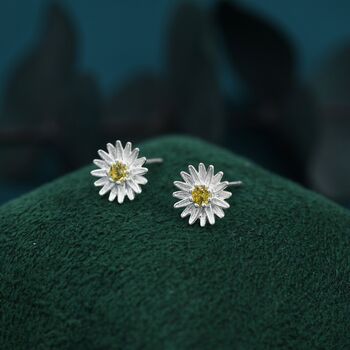 Delicate Daisy Flower Blossom Stud Earrings, 3 of 11