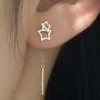 Sterling Silver Star Tassel Threader Earrings, thumbnail 3 of 5