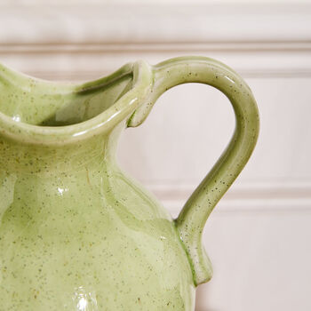 Green And White Dipped Ceramic Jug Vase, 4 of 9