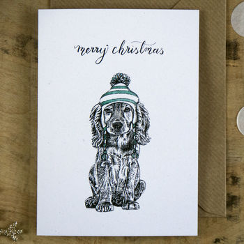 Cocker Spaniel Dog In A Hat Christmas Card, 3 of 3