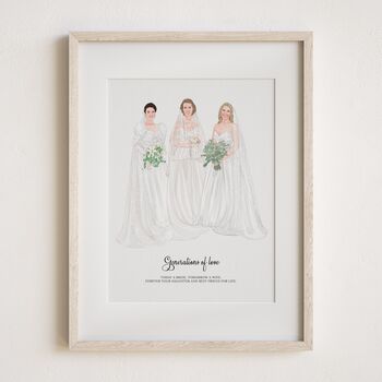 Personalised Wedding Portrait – Mother Of The Bride Gift, Hand Drawn From Photo, Christmas Keepsake For Mum, 3 of 11