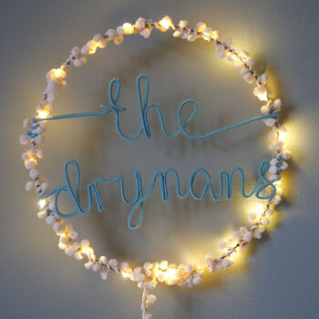 Personalised Pom Pom Fairy Light Hoop On Two Lines, 5 of 10