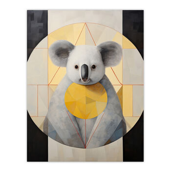 King Koala Bear Yellow Grey Modern Wall Art Print, 6 of 6
