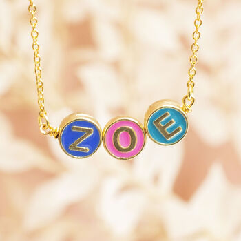 Personalised Enamel Disc Name Necklace, 7 of 12