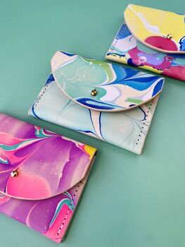Handmade Leather Card Purse Marbled, 6 of 9
