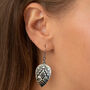 Metallic Grey And Black Aztec Design Earrings, thumbnail 2 of 3