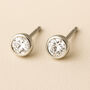 Sterling Silver April Cubic Zirconia Birthstone Stud Earrings, thumbnail 1 of 4