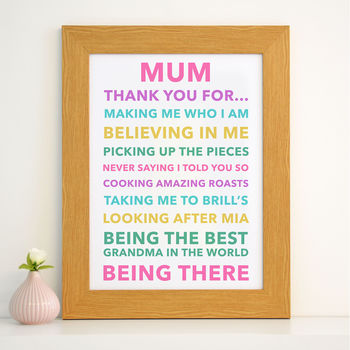 Personalised Thank You Mum Print, 7 of 7