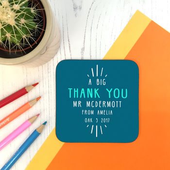 Personalised 'Big Thank You' Teacher Coaster, 2 of 12