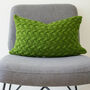Hand Knit Lattice Cable Cushion In Emerald, thumbnail 1 of 5