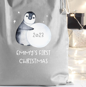 Personalised 1st Christmas Penguin Sack, 2 of 2