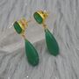 Green Onyx Gold Plated Sterling Silver Drop Earrings, thumbnail 6 of 9