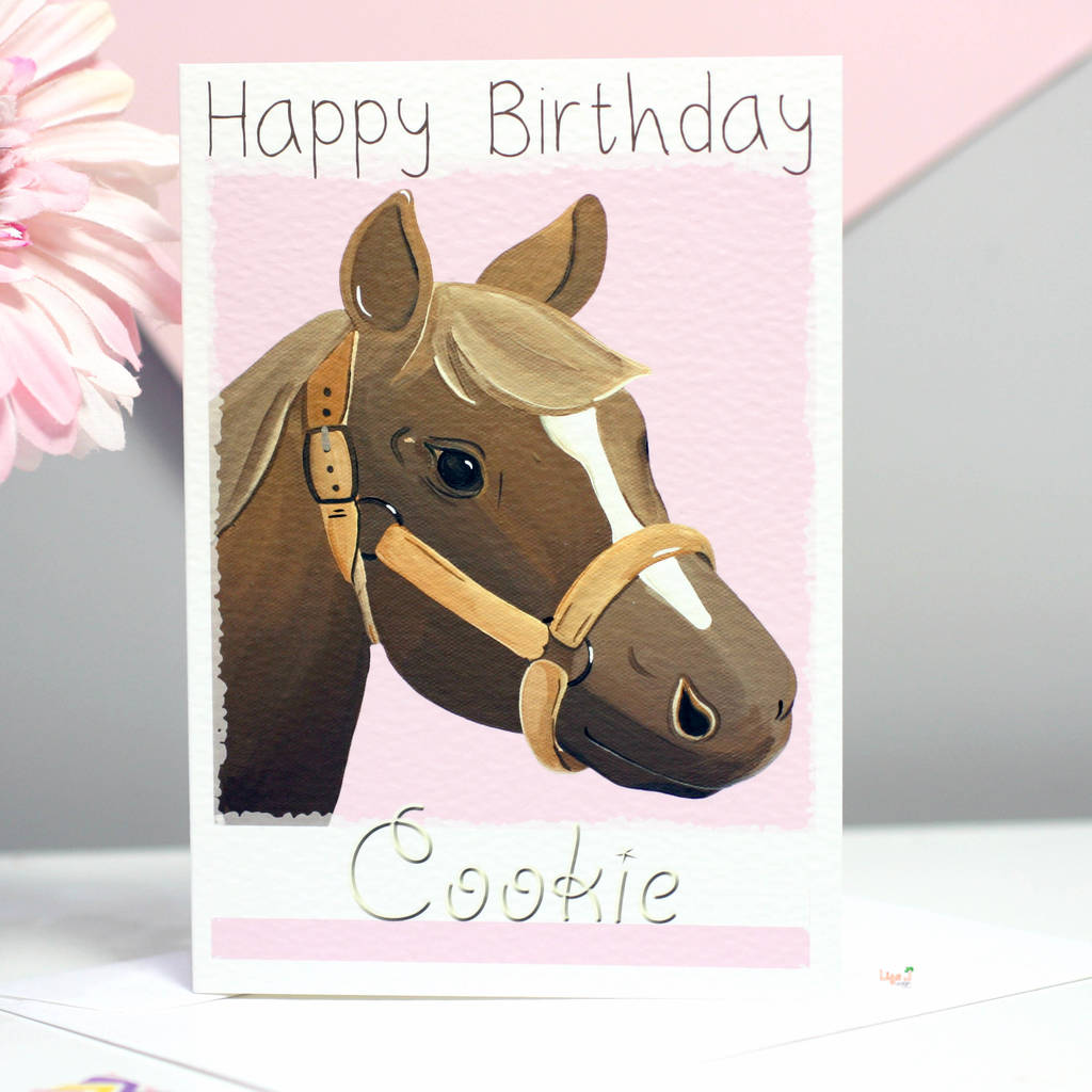 680; Horses Pony; Personalised greeting card; large a5 size; best special great 