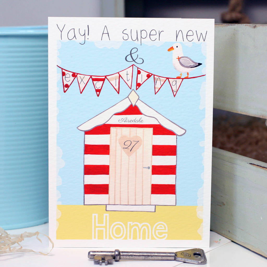 personalised beach hut new home card by liza j design ...