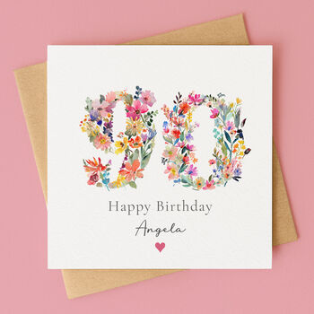 Personalised 90th Wildflower Birthday Card For Her, 3 of 7