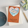 Personalised Copper Map Heart 7th Anniversary Card, thumbnail 1 of 5