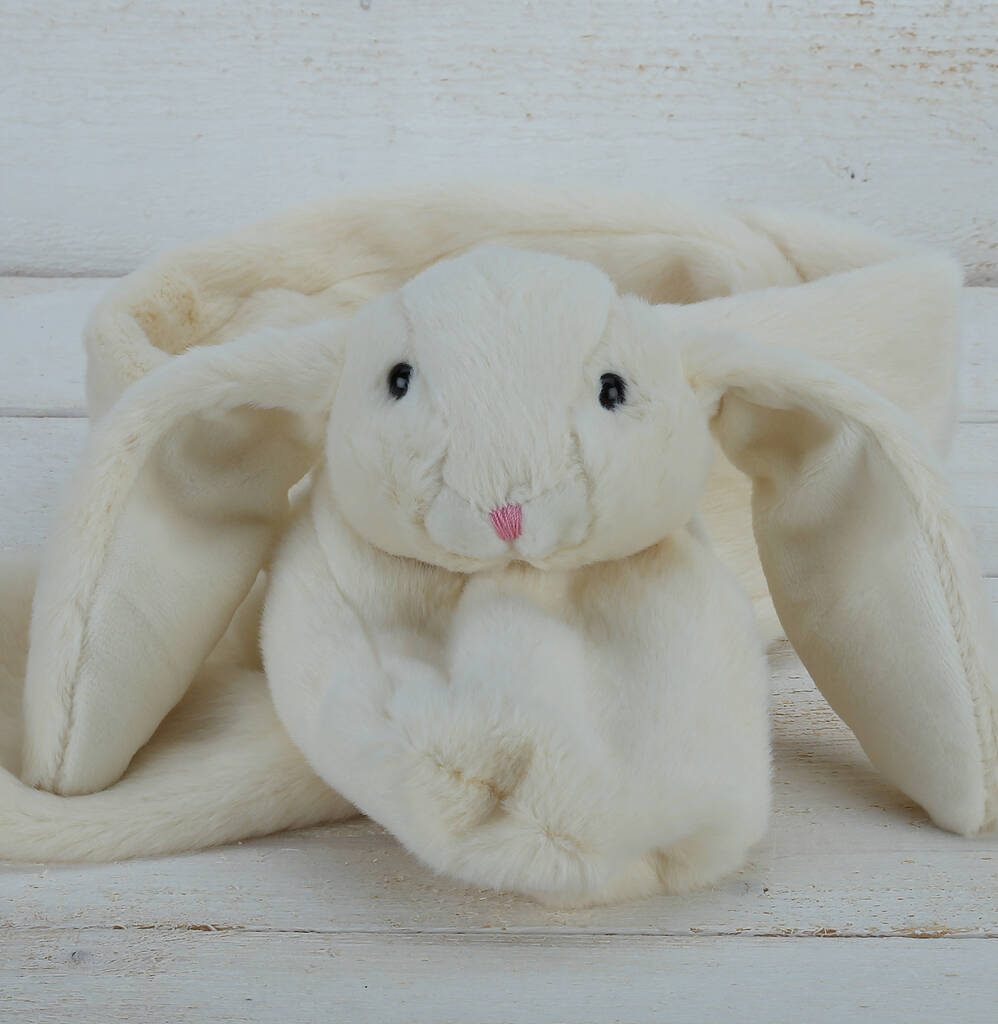 Cream Plush Bunny Soft Scarf, 1 of 5