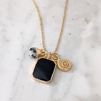 'The Trio' Black Tourmaline Gold Plated Necklace, 2 of 9