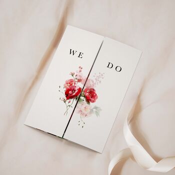 Red Floral Gatefold Wedding Invitations, 2 of 5