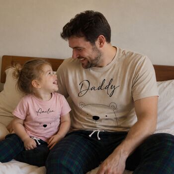 Personalised Father's Day Daddy And Daughter Matching Pyjamas Bear, 3 of 5