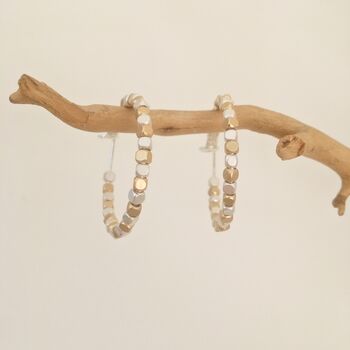 Silver And Gold Plated Beaded Hoop Earrings, 4 of 7