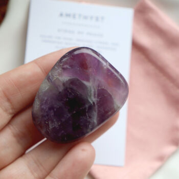 Amethyst Smoothstone With Pouch | Crystal Gift, 3 of 8