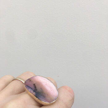 Pink Opal Gemstone Ring Set In 9ct Gold And Silver, 2 of 5