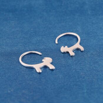 925 Sterling Silver Cat Hoop Earrings, 3 of 7