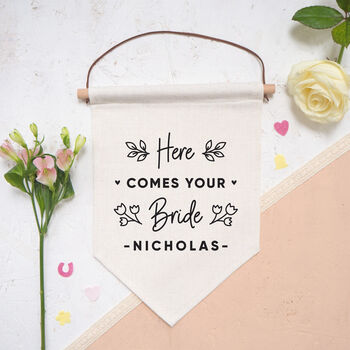 Here Comes Your Bride Pennant Flag, 2 of 2